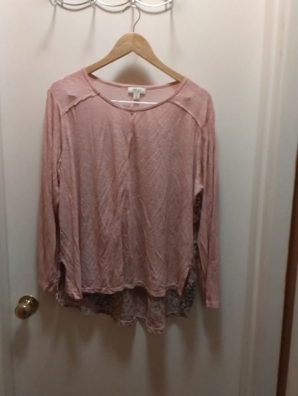 Style & Co. Dusty Pink Long Sleeve Layered-Hem Top